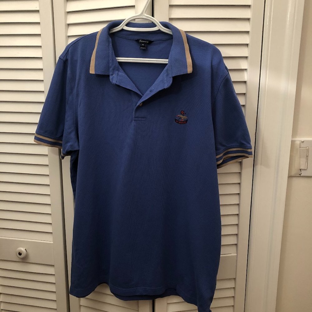 Faconnable blue men polo shirt, 3-button collar, XL